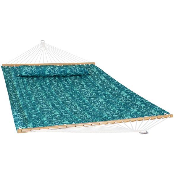 Sunnydaze 2-Person Quilted Printed Fabric Spreader Bar Hammock/Pillow with S Hooks and Hanging Ch... | Target