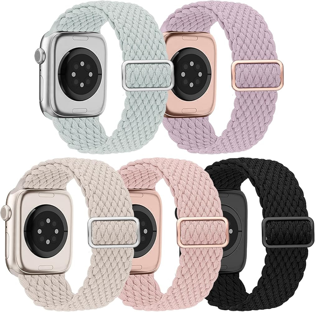 EOMTAM 5 Pack Braided Stretchy Adjustable Straps Compatible for Apple Watch Band 38mm 40mm 41mm 4... | Amazon (US)