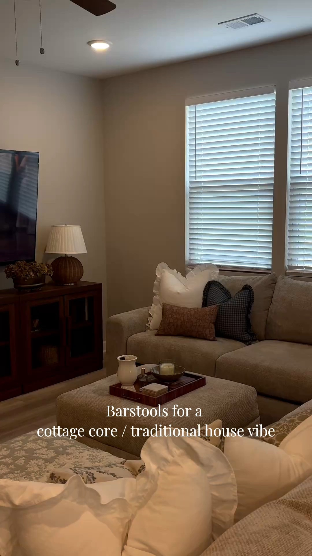 These world market barstools with the sweetest cottagey ruffley cushion covers!!!! Matched the whole vibe of the living area so well 🤍

#LTKHome