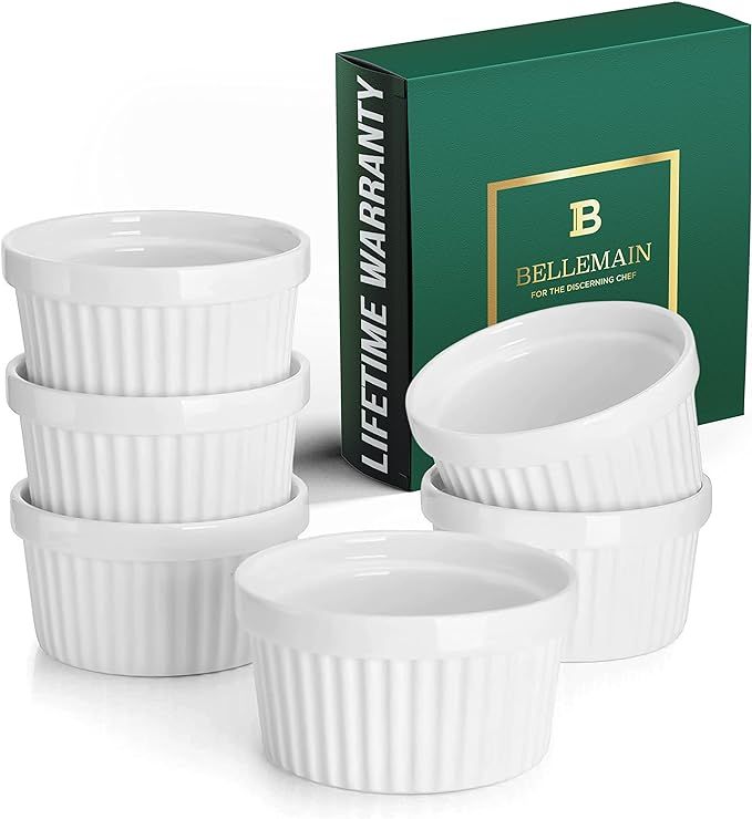 Bellemain Creme Brulee 4 oz Ramekins | Mini Casserole Dish Set, Charcuterie Bowls, Pot Pie Baking... | Amazon (US)