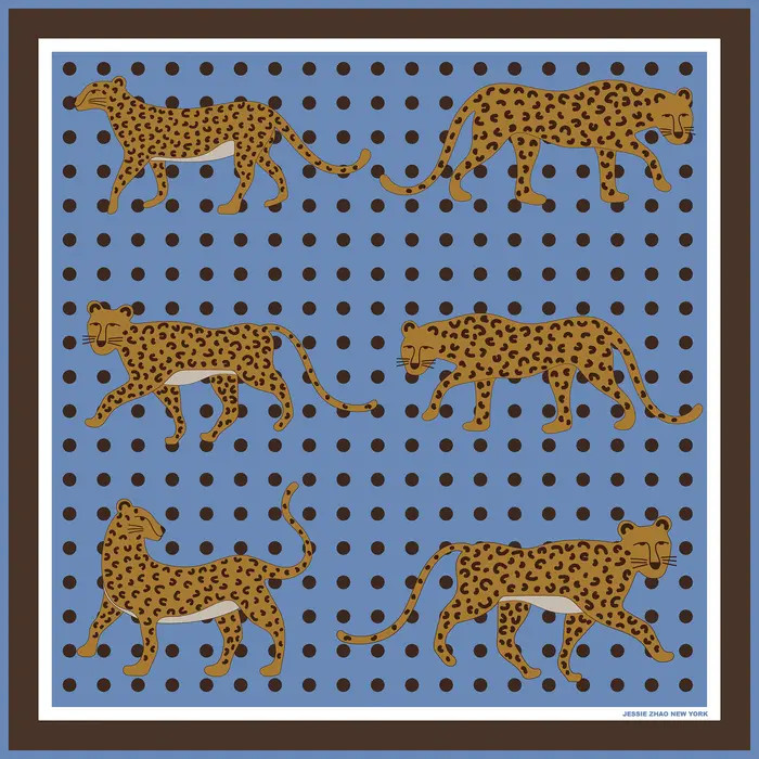 Jessie Zhao New York Double Sided Wool Silk Scarf Of Blue Leopards Garden | Nordstrom | Nordstrom
