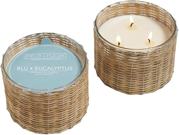 Hillhouse BEUGL3 Blu Eucalyptus 3 Wick Hand Woven Glass Candle 21 oz | Amazon (US)