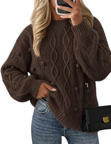 ZESICA Womens Oversized Cable Knit Cozy Fall Sweaters Winter Fashion Outfit | Amazon (US)