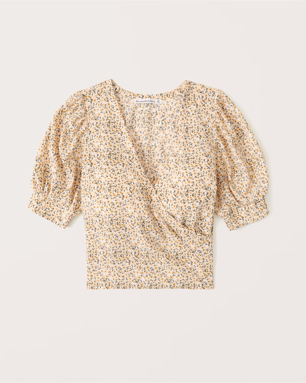 Puff Sleeve Wrap Top | Abercrombie & Fitch (US)
