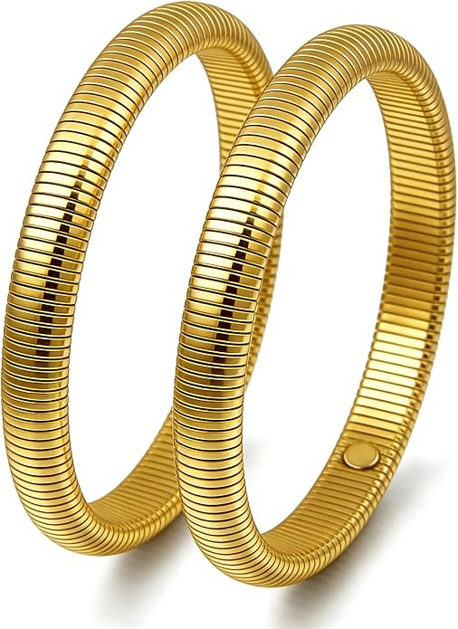 18K Gold Plated Bracelets for Women Gold Bangles for Women Chunky Bangle Bracelets for Women Brac... | Amazon (US)