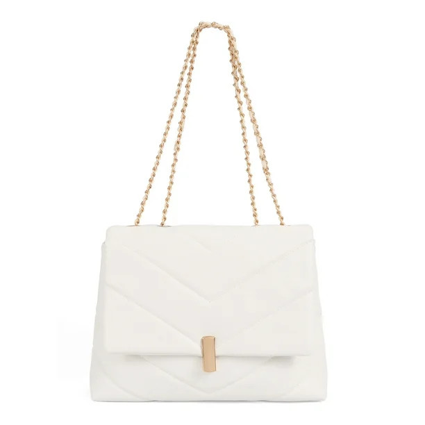 BeCool Women's Chevron Quilted Shoulder Bag White - Walmart.com | Walmart (US)