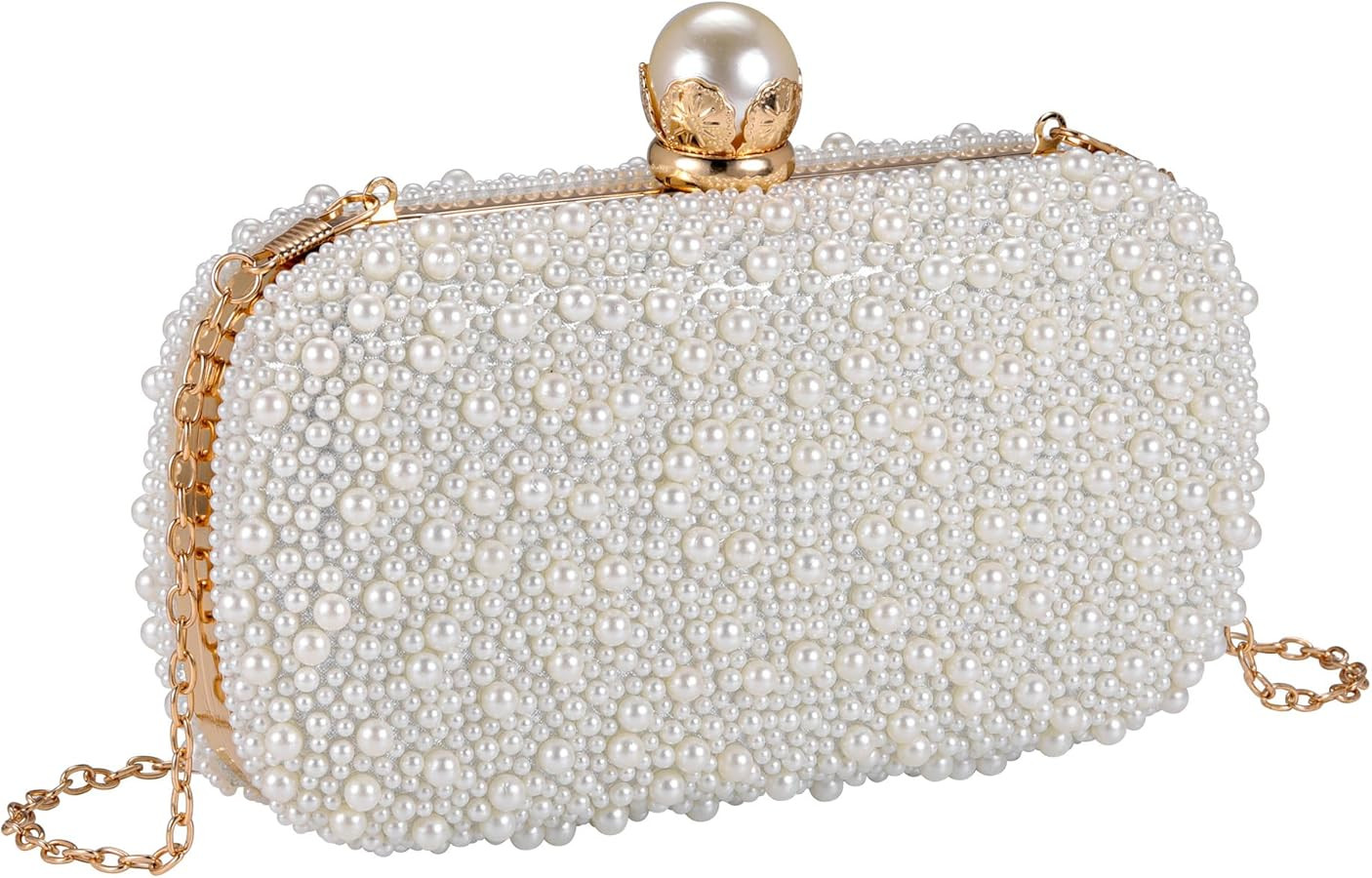 CHIC DIARY Pearl Clutch Purses for Women Evening Handbag Wedding Bridal Crossbody Bag for Party | Amazon (US)