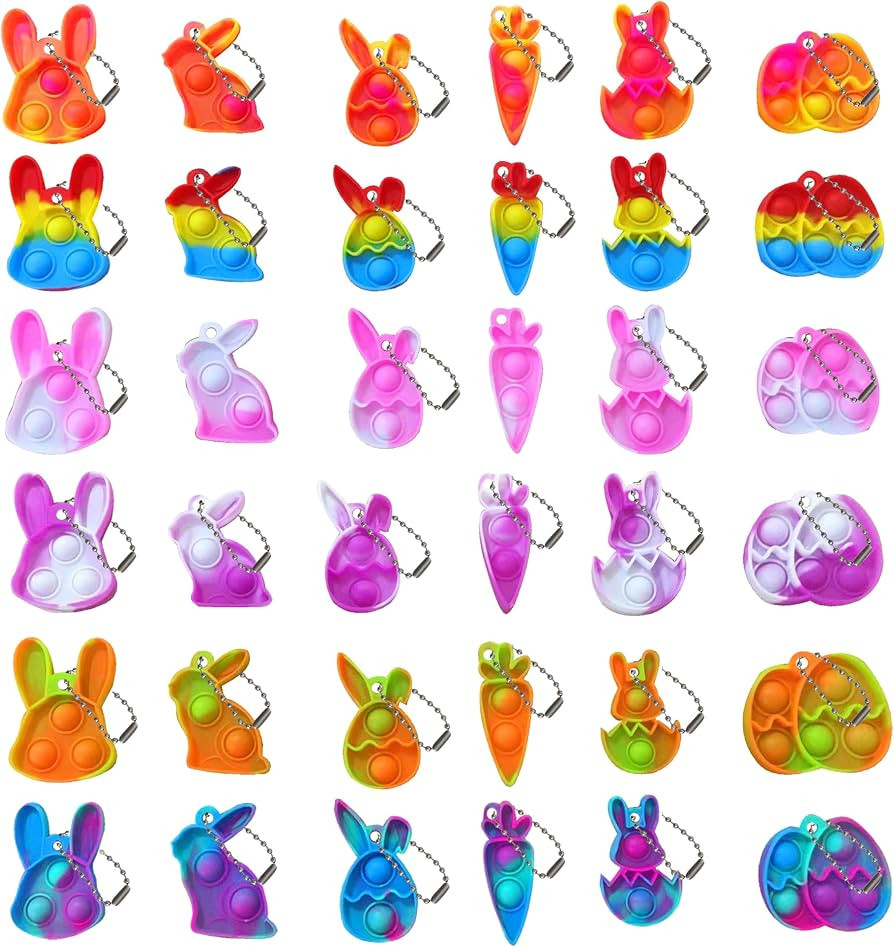 36 Pcs Easter Mini Push pop Keychain Bubble Squeeze Sensory Fidget Toys, Anxiety Stress Reliever ... | Amazon (US)
