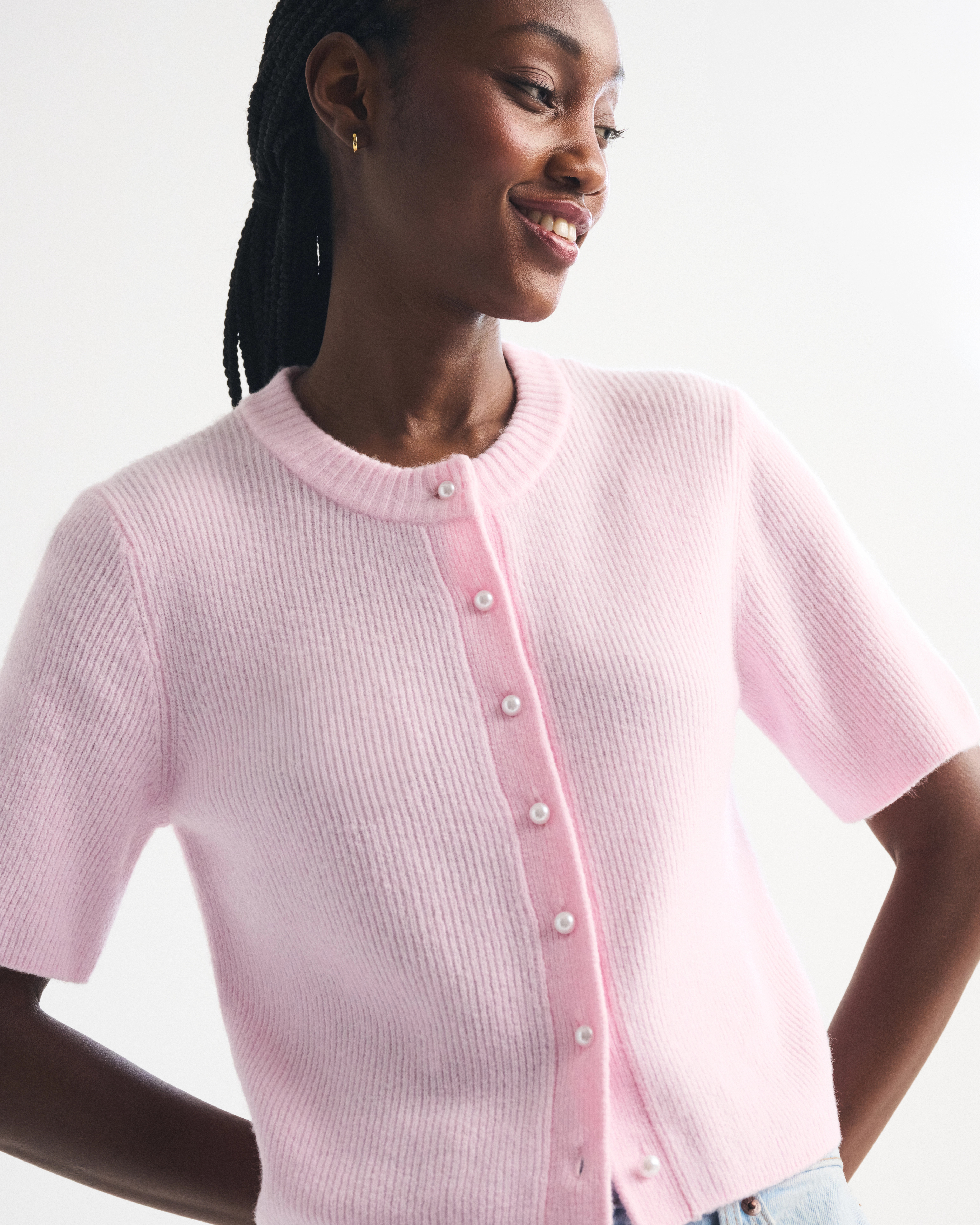 Merino Wool-Blend Short-Sleeve Cardigan | Abercrombie & Fitch (US)