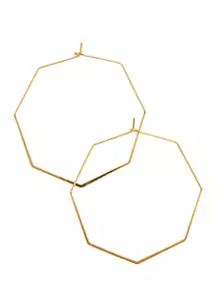 Gold Tone Octagon Hoop Earrings | Belk