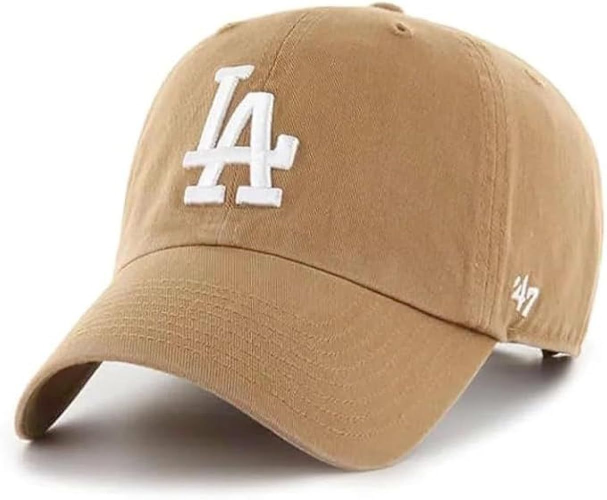'47 Los Angeles Dodgers Hat Mens Womens Clean Up Adjustable Cap, Camel Brown | Amazon (US)