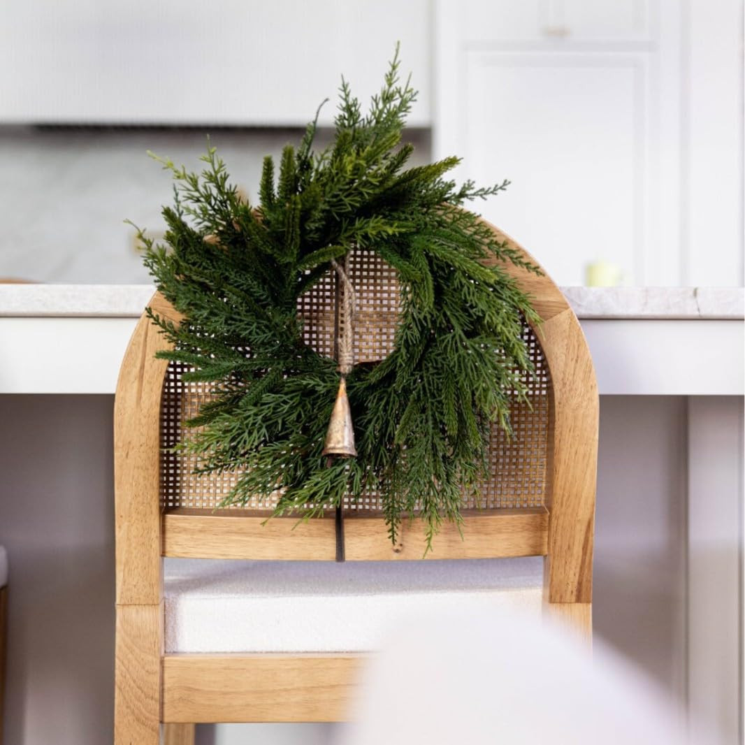 15" Mini Artificial Wreath – Realistic Greenery Candle Ring, Small Decorative Faux Wreath for T... | Amazon (US)