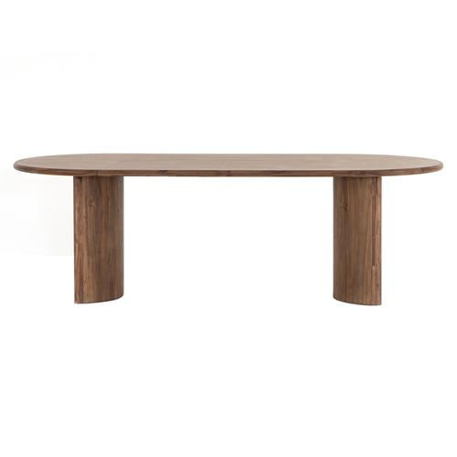 Paris Rustic Lodge Brown Acacia Wood Oval Dining Table - 94"W | Kathy Kuo Home