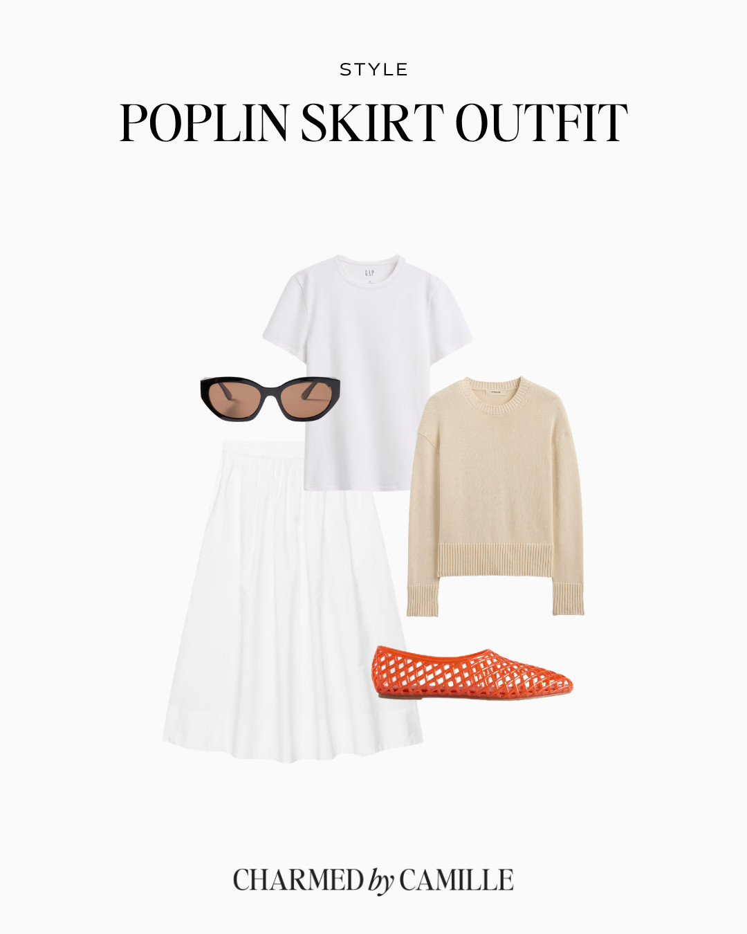 Easy poplin skirt outfit idea! For more tips to style yours, visit CharmedByCamille.com 

spring outfits - spring style - poplin skirt 

 #LTKootd #LTKSeasonal