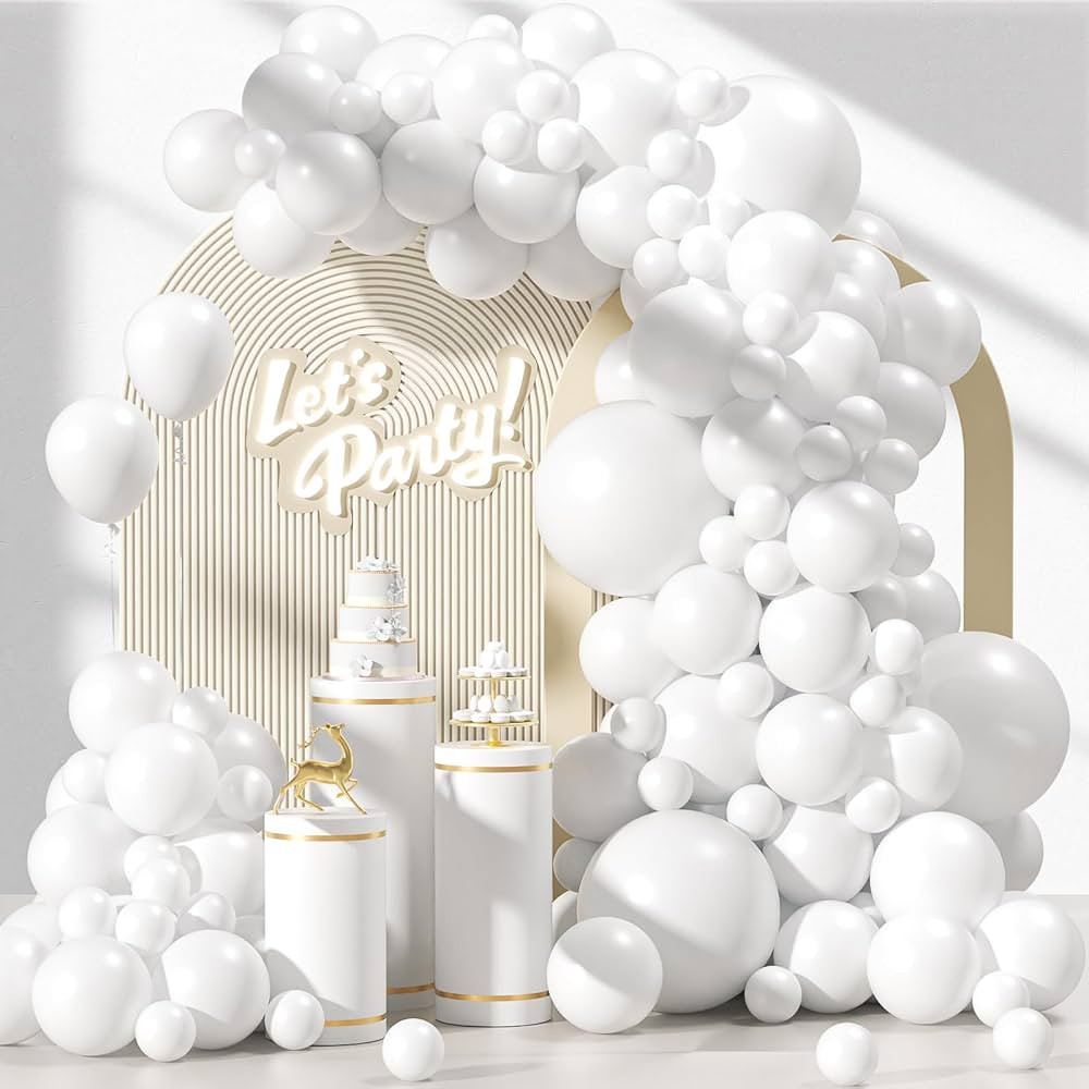 120pcs White Balloon Arch Kit, 18 12 10 5 inch White Latex Balloons Different Sizes White Balloon... | Amazon (US)