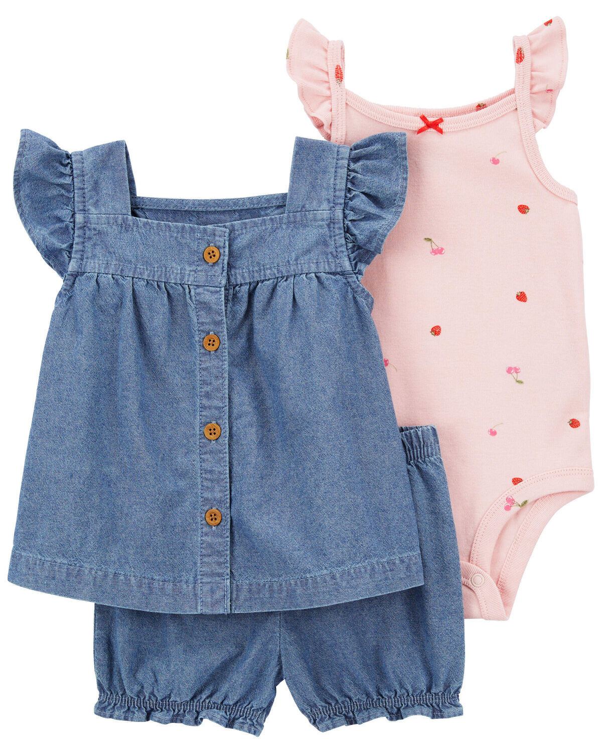 Baby 3-Piece Cherry Chambray Little Short Set | Carter's