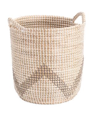 Medium Seagrass Storage Basket With  Handles | TJ Maxx