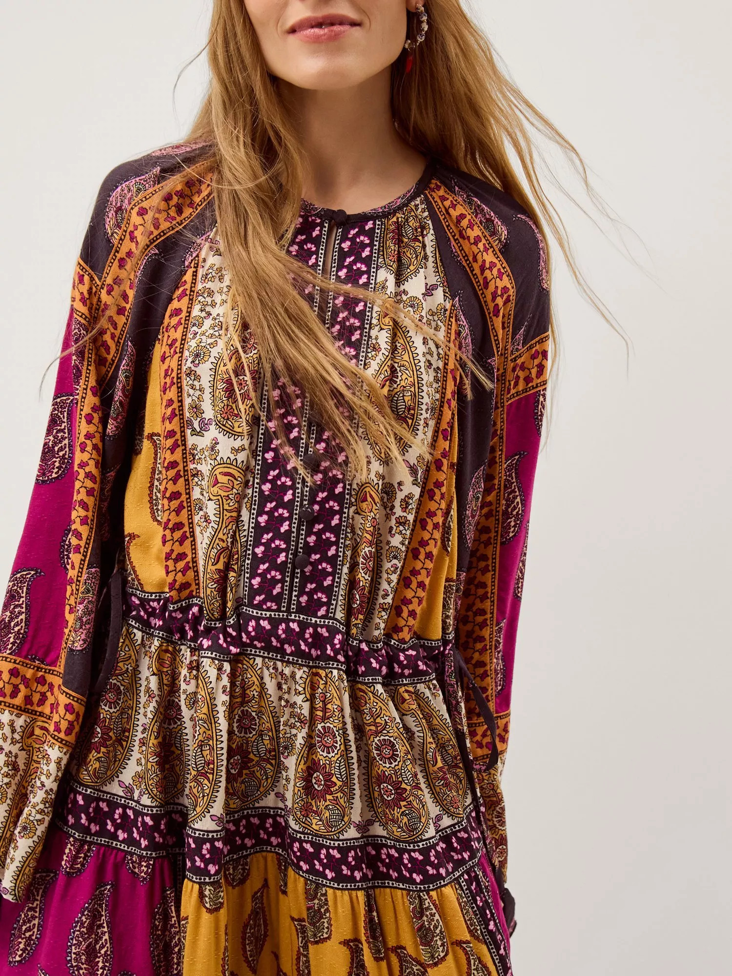 Magdalena Paisley Swing Midi Dress, Berry/Multi | John Lewis (UK)