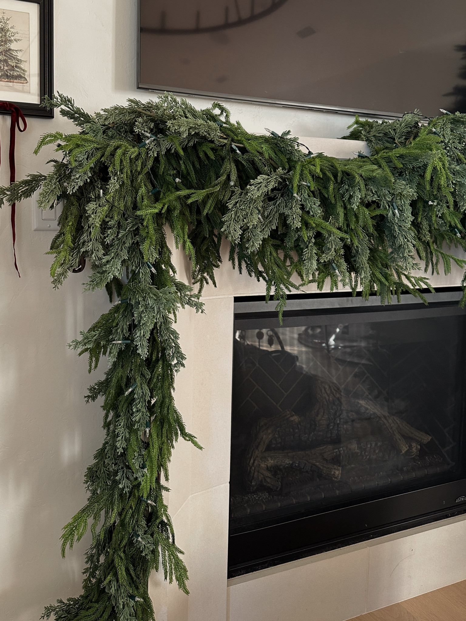 Norfolk pine and cedar garland mixed to achieve the most perfect & full look! I used 5 strands on each side-10 strands total. 





Christmas decor. Mantel garland. Christmas decoration. Norfolk pine. Cedar. 


#LTKHoliday #LTKHome