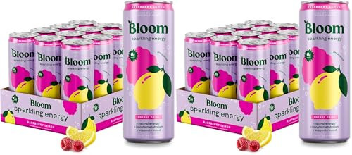 Bloom Nutrition Sparkling Energy Drink for Focus, Natural Caffeine, Zero Sugar, 180mg Caffeine, Antioxidant-Rich with Green Coffee Bean, Green Tea Extract, & Prebiotics, Raspberry Lemon 12oz 24 Pack | Amazon (US)
