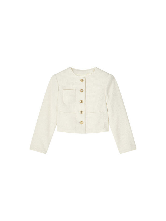 Women's LK Bennett Alexa Cream Recycled Cotton-Blend Italian Tweed Jacket | Fenwick | Fenwick