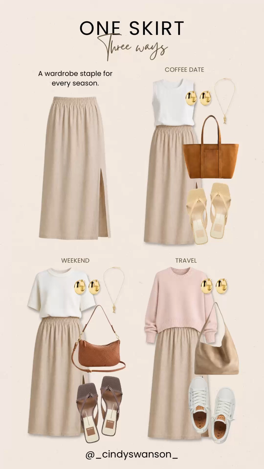 One great skirt, endless outfit possibilities. 🤍 This neutral midi skirt is a timeless wardrobe staple that’s easy to dress up or down—from coffee dates and weekends to travel days and everything in between. It’s the kind of versatile piece you’ll reach for season after season.

💡 LTK MADE EASY
❤️ Heart = Support my posts!
🔖 Save = Get sale & restock alerts
📋 Lists = Keep favorites organized
📲 Share = Send lists and products to a friend. Hello, Christmas List!
💬 Comment = Ask me anything about what I’m wearing. :-)

#LTKootd #LTKgrwm #LTKOver40