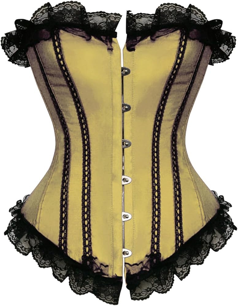 HGps8w Women's Sexy Strapless Ruffle Trim Floral Lace Embroidery Patchwork Gothic Vintage Steampu... | Amazon (US)