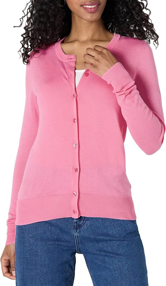 Amazon Essentials Women's Lightweight Crewneck Cardigan Sweater (Available in Plus Size) | Amazon (US)