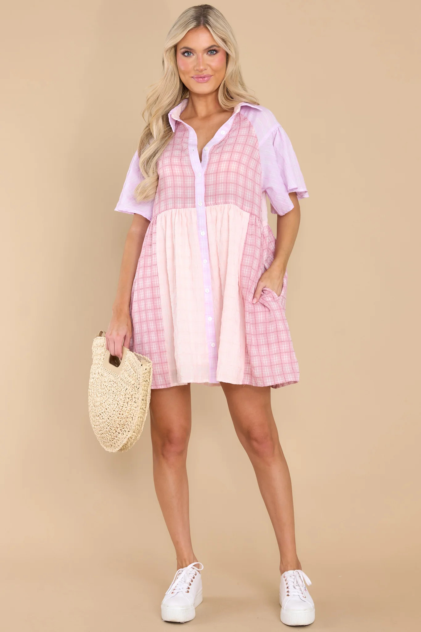 Bright As Dawn Pink Colorblock Dress | Red Dress 