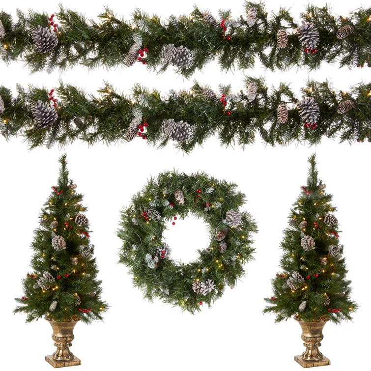 Frosted Berry Christmas Tree, Wreath and Garland Set | Wayfair North America