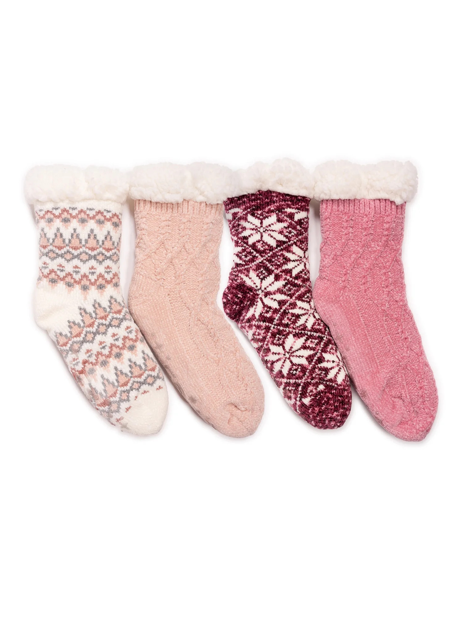 Muk Luks Women's Chenille Plush Lined Cabin Socks, 4-Pack | Walmart (US)