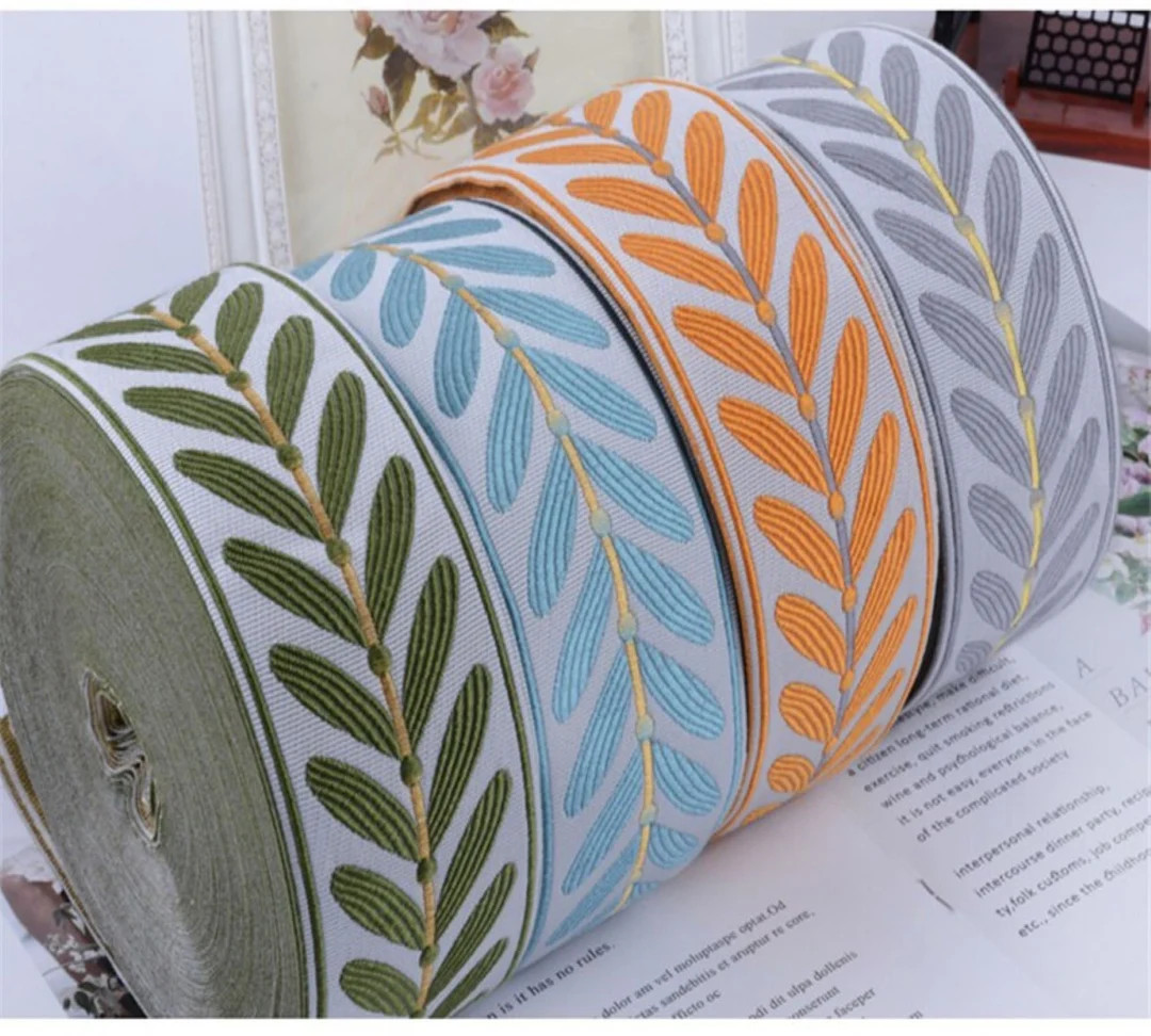 Floral Leaves Jacquard Imbordered Trims Wide 2 .36  - Etsy | Etsy (US)