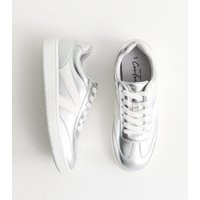 Women's Silver Lace-Up Low-Top Trainers New Look | New Look (UK)