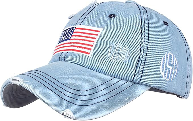 American Flag Baseball Caps Embroiderred USA Flag Patriotic Dad Hat Adjustable Trucker Hats for M... | Amazon (US)