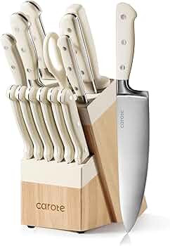 CAROTE 14 Pieces Knife Set with Block, Forged, High Carbon Stainless Steel Sharp Blade Block Knif... | Amazon (US)