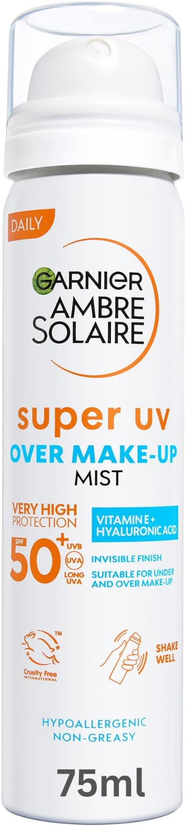 Garnier Ambre Solaire Over Makeup Super UV Protection Mist SPF50+, with Hyaluronic Acid and Vitam... | Amazon (UK)
