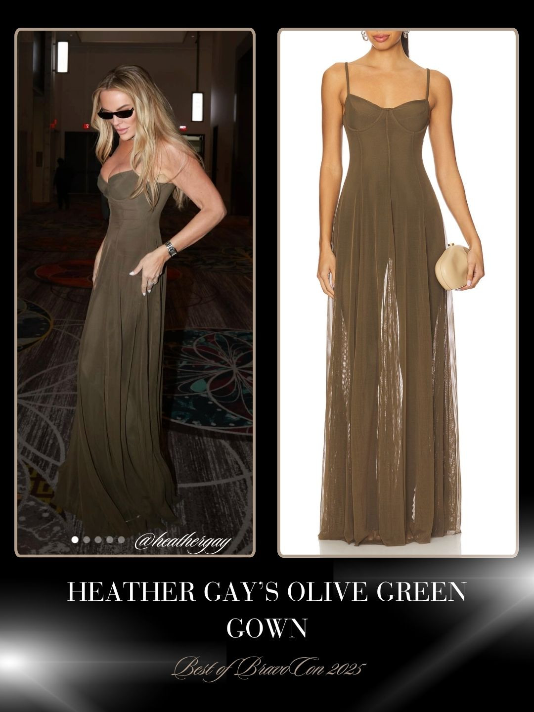 Heather Gay's Olive Green Maxi Dress at Bravocon 2025 Photo: @HeatherGay 

 
