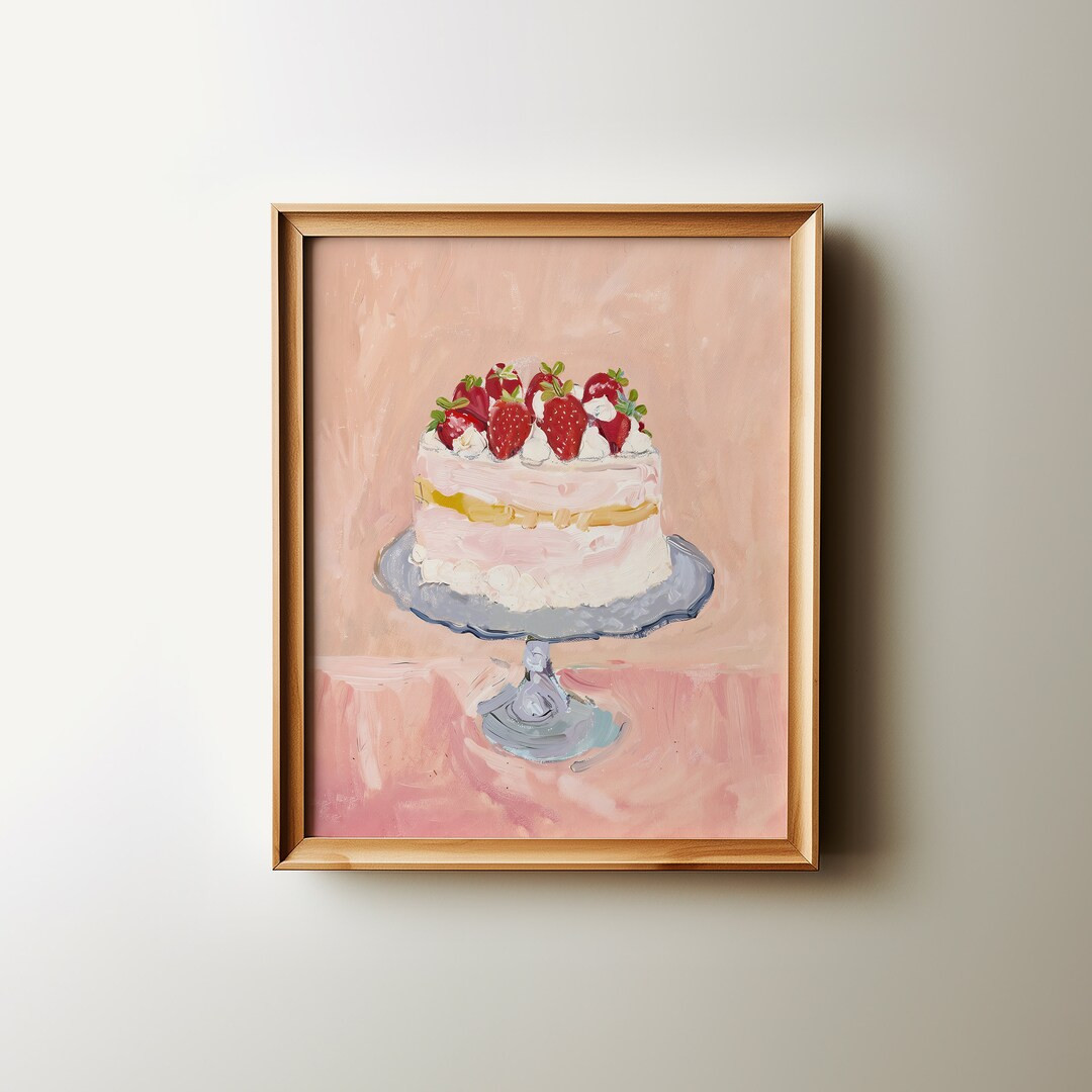 Strawberry Cake Printable Art to Download - Etsy | Etsy (US)