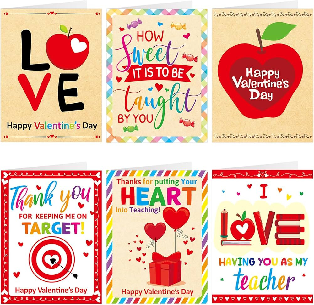 WorldBazaar Teacher Appreciation Cards Valentines Day Cards with Envelopes 24 Pack Happy Valentin... | Amazon (US)