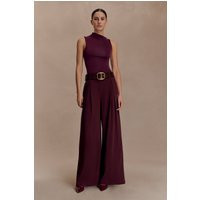 Hadleigh Sleeveless Slinky Top - Burgundy I MESHKI I Size XXS | MESHKI US