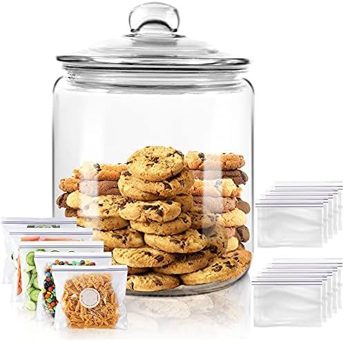 Airtight Glass Jar,Cookie Candy Penny Jar with Leak Proof Rubber Gasket Lid,1 Gallon Clear Round ... | Amazon (US)