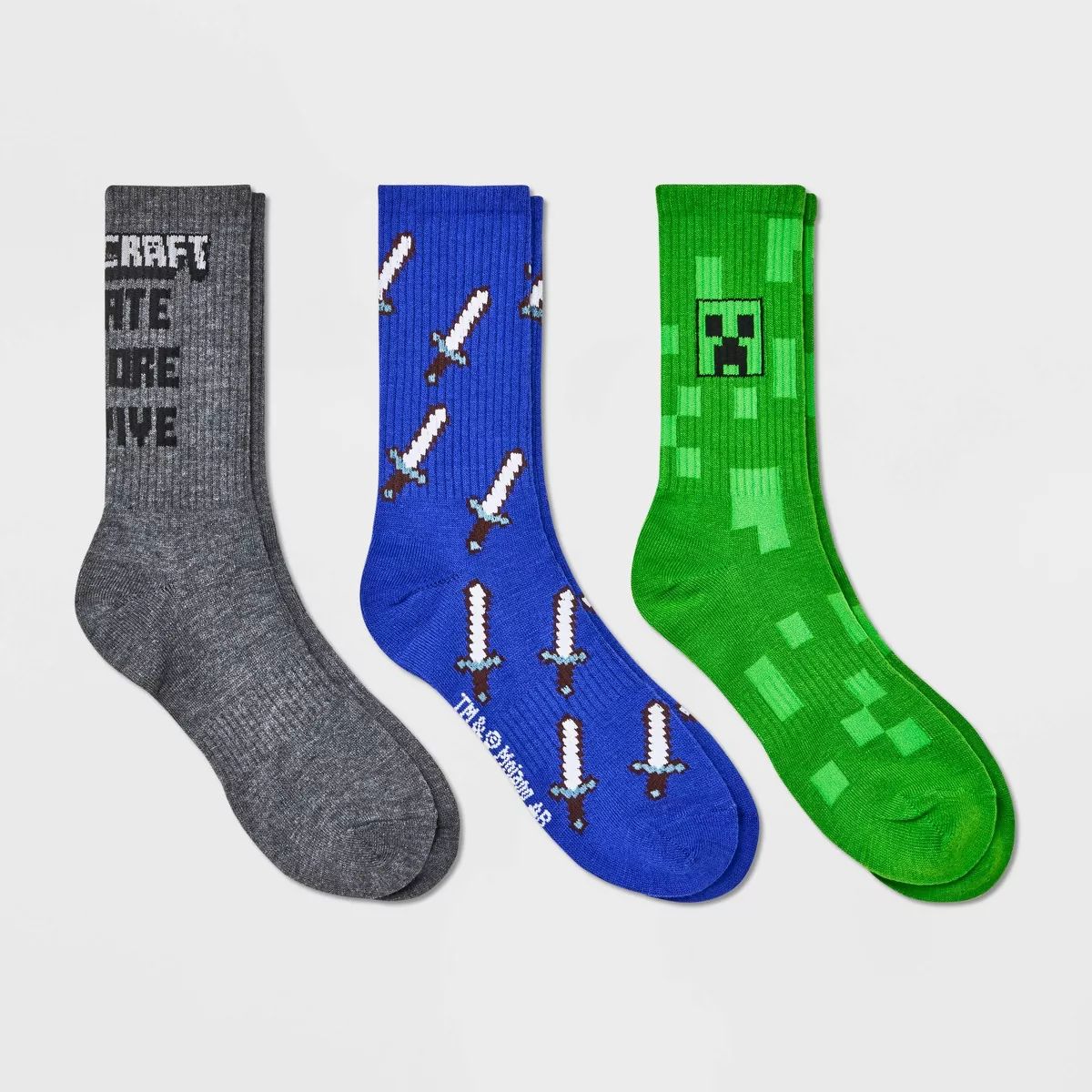 Boys' Minecraft 3pk Crew Socks | Target