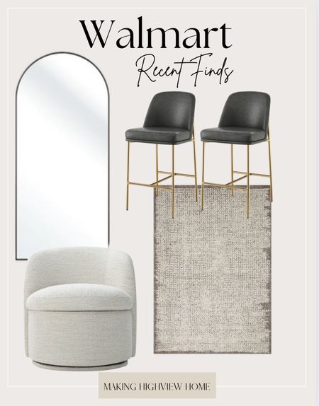 Recent Walmart Finds I’m loving! Arched floor mirror, modern faux leather counter stools, neutral accent swivel chair, Loloi neutral area rug! 

#LTKstyletip #LTKhome
