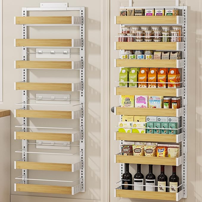 POKIPO 8 Tier Over The Door Pantry Organizer, 2 IN 1 Wall Mount or Hanging Spice Rack Seasoning S... | Amazon (US)