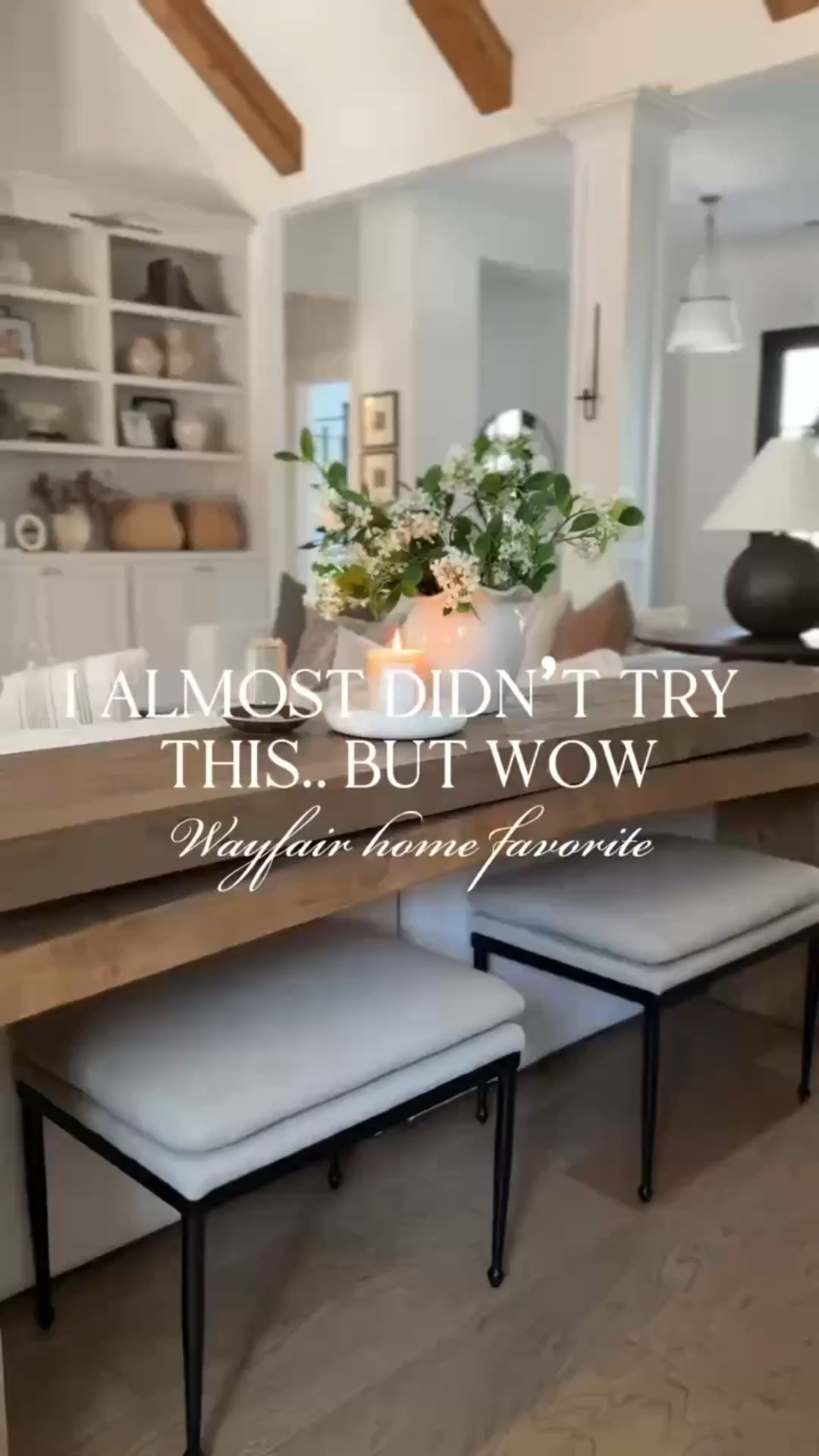 This is the 78” in sierra rustic natural shown! Sometimes for a change of scenery, just shifting around what I already have feels nice! I’m in love with this new view! 🤍 

My table has been a follower favorite month after month and for good reason. It’s so versatile! One of the reasons I loved it in our dining room was because it’s not as deep as some other tables. I love this style for my transitional home and it works so well as a sofa table! ✨



#LTKHome #LTKHome