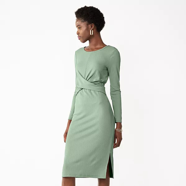 Women's Nine West Ribbed Long Sleeve Dress | Kohl's