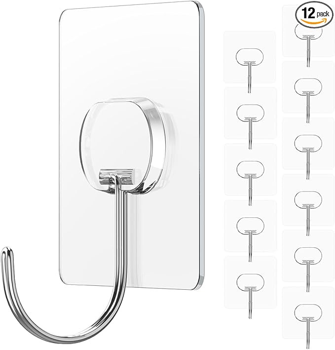 Large Adhesive Hooks for Hanging Heavy Duty Wall Hooks Self Adhesive Towel Coat Hooks Waterproof ... | Amazon (US)