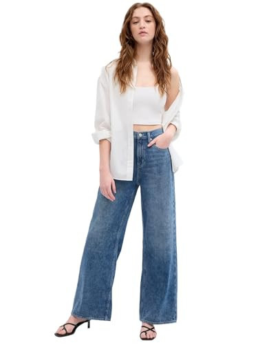 GAP Womens Wide Leg Jeans Dark Wash Brooklyn 30 Reg | Amazon (US)