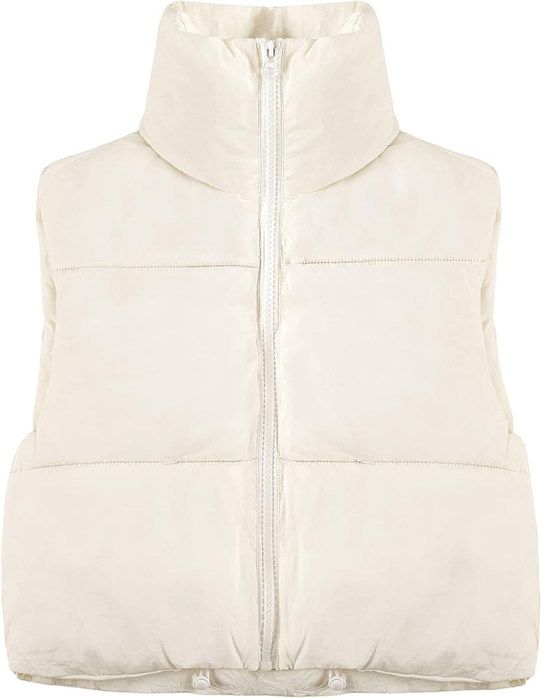 Yeokou Women's Cropped Puffer Vest Zip Up Stand Collar Sleeveless Outerwear with Pockets | Amazon (US)