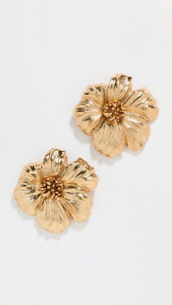 Oscar de la Renta Poppy Flower Button Earrings | Shopbop | Shopbop